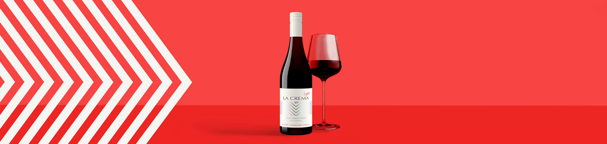 a bottle and glass of La Crema Light Pinot Noir